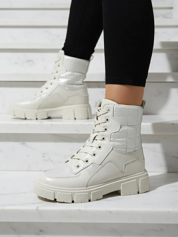 Workery|Botki Bez Ocieplenia^Royalfashion Calista Obuwie Damskie Modne Płaskie Botki owe krem