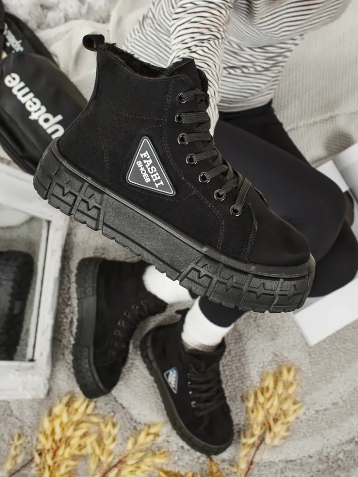 Botki Z Grubym Ociepleniem|Botki Na Platformie^Royalfashion Calzature Fashi Mykonos czarny