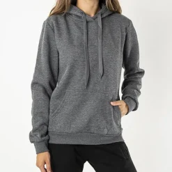 Bluzy^Royalfashion Ciemnoszara damska ocieplana bluza z kapturem - Odzież Ciemnoszary