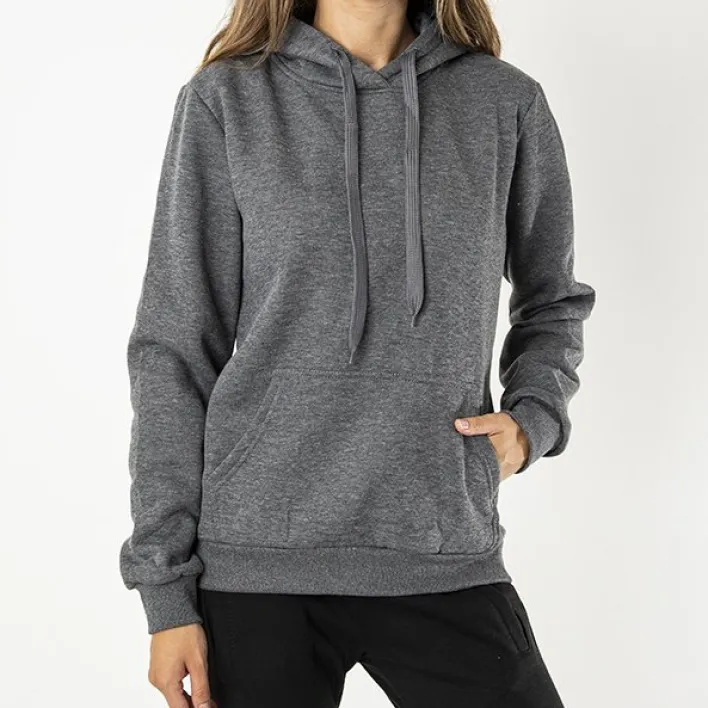 Bluzy^Royalfashion Ciemnoszara damska ocieplana bluza z kapturem - Odzież Ciemnoszary