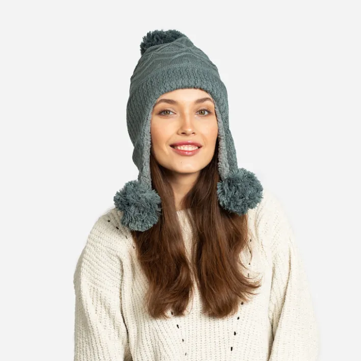 Czapki I Kapelusze^Royalfashion Ciemnoszara damska ocieplana czapka z pomponami - Akcesoria Ciemnoszary