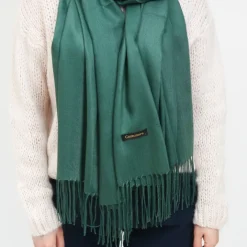 Chusty / Apaszki / Szaliki^Royalfashion Ciemno damski duży szalik z frędzelkami - Akcesoria zielony