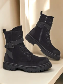 Workery|Botki Z Delikatnym Ociepleniem^Royalfashion Czarne damskie botki typu workery Miros