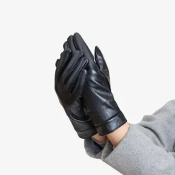 Rękawiczki^Royalfashion Czarne klasyczne damskie rękawiczki zdobione haftem - Akcesoria