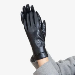 Rękawiczki^Royalfashion Czarne klasyczne damskie rękawiczki zdobione haftem - Akcesoria