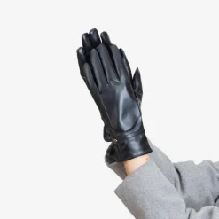 Rękawiczki^Royalfashion Czarne klasyczne damskie eko-skórzane rękawiczki - Akcesoria