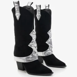 Kozaki Bez Ocieplenia|Kozaki Do Połowy Łydki^Royalfashion Czarne kozaki z ozdobną wywijaną cholewką Acilip - Obuwie czarny