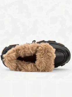 Śniegowce|Ocieplane^Royalfashion Czarne sportowe sneakersy damskie z futerkiem Nonua- Obuwie czarny