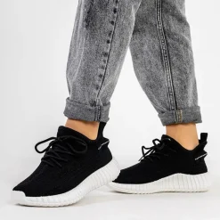 Bieganie, Ćwiczenia I Trening^Royalfashion Czarno-białe damskie buty sportowe Fransi - Obuwie Wielokolorowe