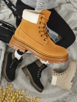 Trapery|Botki Bez Ocieplenia^Royalfashion Damskie botki trapery Avienne Camel