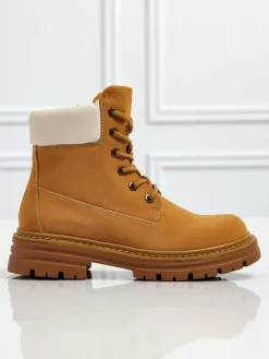 Trapery|Botki Bez Ocieplenia^Royalfashion Damskie botki trapery Avienne Camel