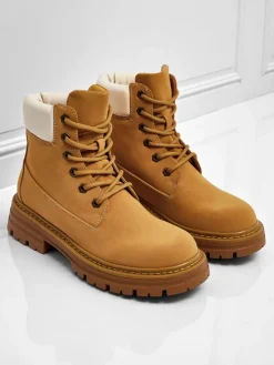 Trapery|Botki Bez Ocieplenia^Royalfashion Damskie botki trapery Avienne Camel