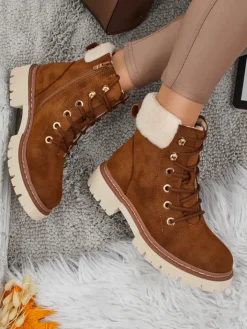 Trapery|Botki Z Delikatnym Ociepleniem^Royalfashion Damskie botki trapery z kożuszkiem Tessara Camel