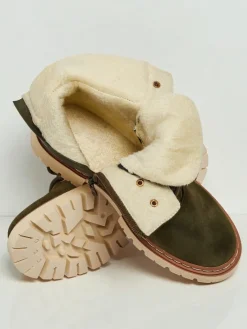 Trapery|Botki Z Delikatnym Ociepleniem^Royalfashion Damskie botki trapery z kożuszkiem Tessara zielony