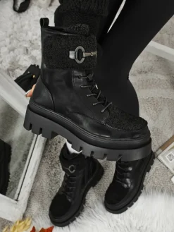 Workery|Botki Z Delikatnym Ociepleniem^Royalfashion Damskie botki workery z kożuszkiem Safil