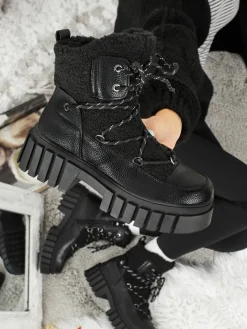 Workery|Botki Z Delikatnym Ociepleniem^Royalfashion Damskie botki workery z kożuszkiem Cindora