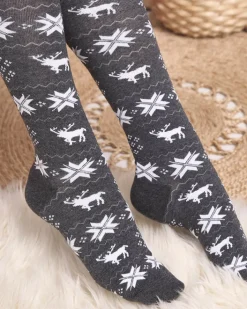 Skarpetki^Royalfashion Damskie ciemnoszare długie świąteczne skarpety - Bielizna gołębi szary