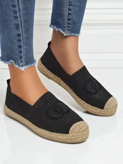 Espadryle Płaskie^Royalfashion Damskie espadryle Atena czarne – płaski obcas, skóra ekologiczna zamszowa czarny