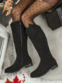 Kozaki Na Płaskim Obcasie|Kozaki Z Ociepleniem^Royalfashion Damskie kozaki eko zamszowe Zamerre