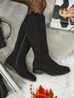 Kozaki Na Płaskim Obcasie|Kozaki Z Ociepleniem^Royalfashion Damskie kozaki eko zamszowe Zamerre