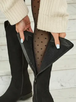 Kozaki Na Płaskim Obcasie|Kozaki Z Ociepleniem^Royalfashion Damskie kozaki eko zamszowe Zamerre