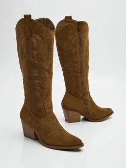 Kozaki Na Obcasie|Kozaki Bez Ocieplenia^Royalfashion Damskie kozaki typu kowbojki Marivelle brązowy