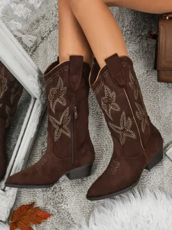 Kozaki Na Płaskim Obcasie|Kozaki Z Ociepleniem^Royalfashion Damskie kozaki typu kowbojki Zephira