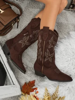 Kozaki Na Płaskim Obcasie|Kozaki Z Ociepleniem^Royalfashion Damskie kozaki typu kowbojki Zephira