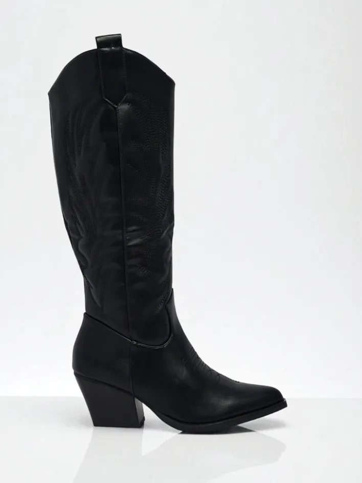 Kozaki Bez Ocieplenia|Kozaki Do Kolana^Royalfashion Damskie kozaki typu kowbojki Marivelle czarny