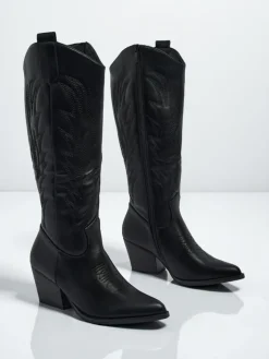 Kozaki Bez Ocieplenia|Kozaki Do Kolana^Royalfashion Damskie kozaki typu kowbojki Marivelle czarny