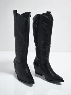 Kozaki Bez Ocieplenia|Kozaki Do Kolana^Royalfashion Damskie kozaki typu kowbojki Marivelle czarny