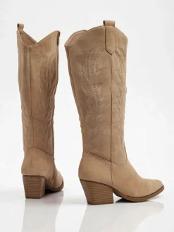 Kozaki Na Obcasie|Kozaki Bez Ocieplenia^Royalfashion Damskie kozaki typu kowbojki Marivelle jasny brązowy