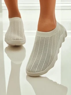 Bieganie, Ćwiczenia I Trening^Royalfashion Damskie slip-ony Arete Beżowe, oddychające sneakersy z tkaniny beżowy