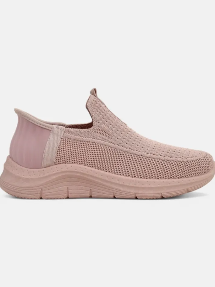 Ugc|Bieganie, Ćwiczenia I Trening^Royalfashion Damskie sneakersy Apollo Rosa – różowe buty slip-on z tkaniny na płaskiej podeszwie różowy