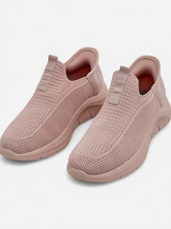 Ugc|Bieganie, Ćwiczenia I Trening^Royalfashion Damskie sneakersy Apollo Rosa – różowe buty slip-on z tkaniny na płaskiej podeszwie różowy