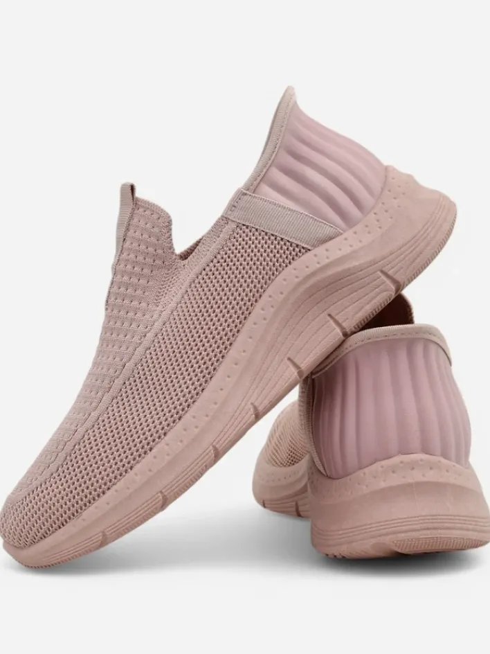 Ugc|Bieganie, Ćwiczenia I Trening^Royalfashion Damskie sneakersy Apollo Rosa – różowe buty slip-on z tkaniny na płaskiej podeszwie różowy