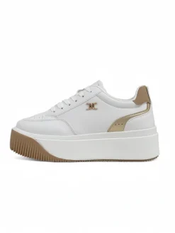 Ugc|Sneakersy^Royalfashion Damskie sneakersy Arianna Bianco na platformie ze skóry ekologicznej 5 cm biały