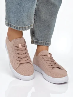 Trampki^Royalfashion Damskie sneakersy Calista Rosa - różowe buty na wiosnę i lato różowy