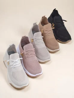 Ugc|Sportowe^Royalfashion Damskie sneakersy Selene – wygodne białe buty na płaskiej podeszwie Jasny szary