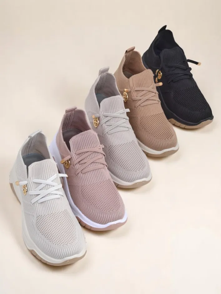 Ugc|Sportowe^Royalfashion Damskie sneakersy Selene – wygodne białe buty na płaskiej podeszwie Jasny szary