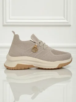 Ugc|Sportowe^Royalfashion Damskie sneakersy Selene – wygodne białe buty na płaskiej podeszwie Jasny szary