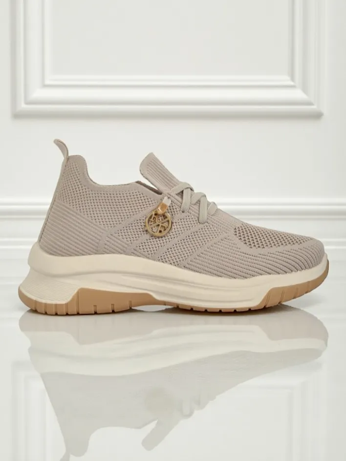 Ugc|Sportowe^Royalfashion Damskie sneakersy Selene – wygodne białe buty na płaskiej podeszwie Jasny szary