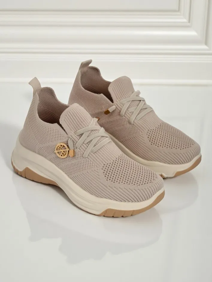 Ugc|Sportowe^Royalfashion Damskie sneakersy Selene – wygodne białe buty na płaskiej podeszwie Jasny szary