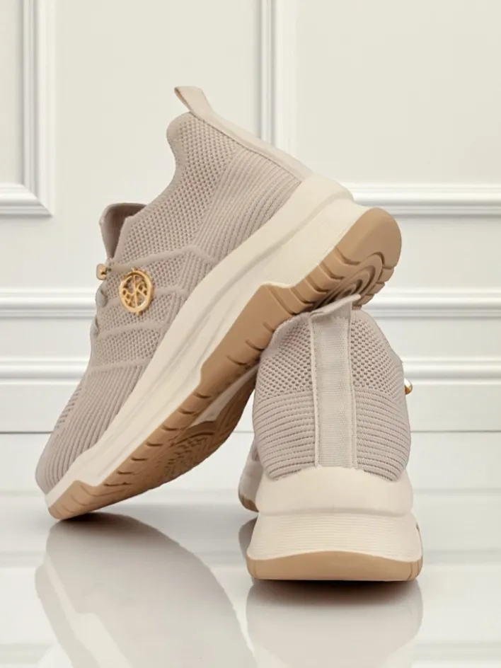 Ugc|Sportowe^Royalfashion Damskie sneakersy Selene – wygodne białe buty na płaskiej podeszwie Jasny szary