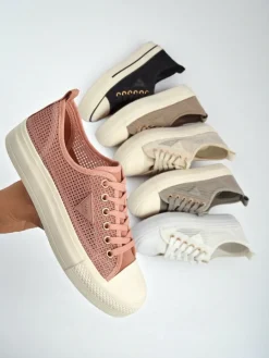 Trampki^Royalfashion Damskie trampki Afrodyta Rosa – przewiewne różowe buty z tkaniny na lato różowy