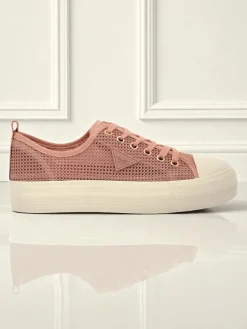 Trampki^Royalfashion Damskie trampki Afrodyta Rosa – przewiewne różowe buty z tkaniny na lato różowy