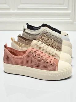 Trampki^Royalfashion Damskie trampki Afrodyta Rosa – przewiewne różowe buty z tkaniny na lato różowy