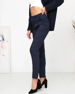 Legginsy / Tregginsy|Plus Size^Royalfashion Granatowe damskie ocieplane spodnie typu tregginsy PLUS SIZE - Odzież Granatowy