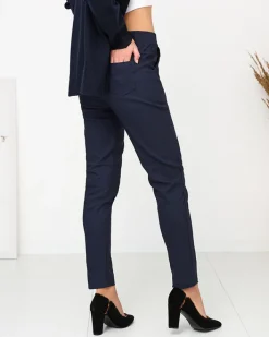 Legginsy / Tregginsy|Plus Size^Royalfashion Granatowe damskie ocieplane spodnie typu tregginsy PLUS SIZE - Odzież Granatowy