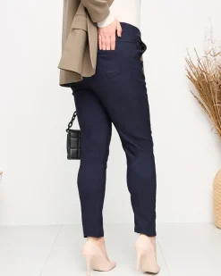 Legginsy / Tregginsy|Plus Size^Royalfashion Granatowe damskie ocieplane spodnie typu tregginsy PLUS SIZE - Odzież Granatowy